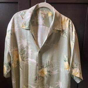 Tommy Bahama Hawaiian Floral Mens Silk Shirt M